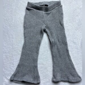 kidpik Gray Ribbed Knit Flare Pants